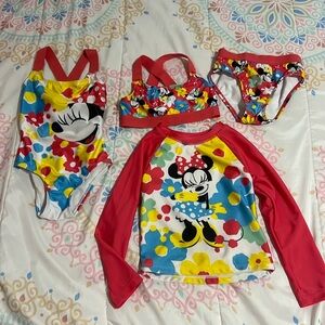 Disney Minnie Mouse bathing suit set of 3 size 4T